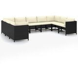 Maison Chic Seti vrtnega pohištva - Vrtna garnitura - Vrtni pohištvo set z blazinami 9-delna poli ratan črna, (21805209) | Shoptok.si