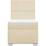 vidaXL Box spring postelja z vzmetnico krem 80x200 cm blago | Shoptok.si