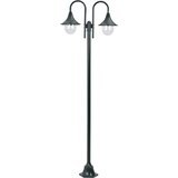 vidaXL vrtna dvostruka stupna svjetiljka od aluminija E27 220 cm tamno zelena | shoptok.hr