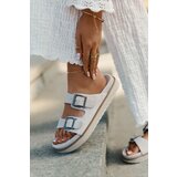 D.Franklin Ladies Suede Slippers With Buckles Beige | ePonuda.com