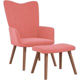  The Living Store Stol za sproščanje s stolčkom roza žamet - Stol Za Sproščanje, (21485309) | Shoptok.si