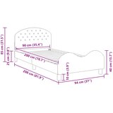Krevet za djecu s uzglavljem Svjetlosiva 90 x 200 cm Baršun | shoptok.hr
