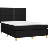  Box spring postelja z vzmetnico LED črna 140x200 cm blago, (20725228) | Shoptok.si