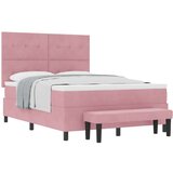 Krevet s posteljom s madracem i klupom svijetlo ružičasti 140x190 cm baršun | shoptok.hr