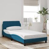  The Living Store Posteljni okvir z vzglavjem moder 100x200 cm žamet - Posteljni Okvir, (21489872) | Shoptok.si
