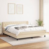 The Living Store Box spring postelja z vzmetnico krem 160x200 cm blago - Box Spring Postelja, (21503903) Cene