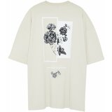Trendyol Stone Men's Large Size Oversize Comfortable Flower Printed 100% Cotton T-Shirt Cene