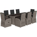 vidaXL vrtna jedilna garnitura 9-delna z blazinami siv poli ratan | Shoptok.si