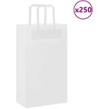 vidaXL Papirnate vrečke 250 kosov z ročaji bela 21x11x36 cm | Shoptok.si
