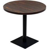 vidaXL Bistro miza mediapan in jeklo okrogla 80x75 cm temna jesenovina | Shoptok.si