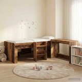  Krevet za djecu s visokim okvirom i stolom 2 kom. Staro drvo Smeđa 98.5 x 200 cm | Shoptok.si
