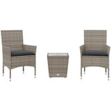  3-dijelni bistro set s jastucima od poliratana i stakla sivi | Eponuda.com
