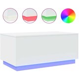 vidaXL Klubska mizica z LED lučkami bela 90x50x40 cm | Shoptok.si