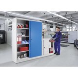 eurokraft pro Omara z drsnimi vrati, višina 1000 mm, 2 polici, globina 420 mm, vrata reseda zelena RAL 6011 | Shoptok.si
