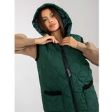 Fashion Hunters Dark green women's vest with a zip RUE PARIS Cene