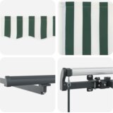 vidaXL Ručna uvlačiva tenda s LED zeleno-bijelom bojom 450x300 cm, tenda zamjenski materijal za okvir 4,5x3 m zelena i bijela | shoptok.hr