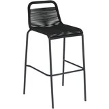 Kave Home črn barski stol z jekleno konstrukcijo Glenville, višina 74 cm Cene