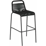 Kave Home crna barska stolica sa čeličnom konstrukcijom La Forma Glenville, visina 74 cm