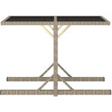 The Living Store Vrtna miza bež 110x53x72 cm steklo in poli ratan - Zunanja Miza, (21459378) | Shoptok.si