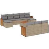 Maison Chic Seti vrtnega pohištva - Vrtna garnitura - Vrtni pohištvo set 11-delna z blazinami bež poli ratan, (21819047) | Shoptok.si