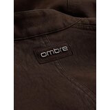 Ombre Men's retro biker jacket with stand-up collar - brown | shoptok.hr
