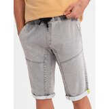 Ombre Men's denim short shorts with decorative stitching - light grey | shoptok.hr