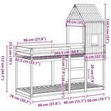  Krevet na kat s krovom 80 x 200 cm od masivne borovine | shoptok.hr