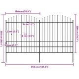  Vrtna ograda s vrhom koplja Čelik 359x200 cm Crna | Eponuda.com