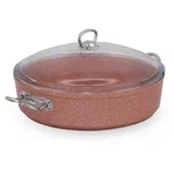 Ružičasti niski aluminijski lonac s poklopcem Classic, ø 30 cm