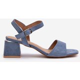 EVENTO Women's Sandals On Block Heel In Blue Faux Suede Leisha | Shoptok.si