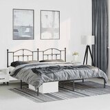 Metalni okvir za krevet s uzglavljem crni 193x203 cm | shoptok.hr