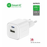 Swissten punjač za AC220, 12W, 1xUSB-C, 1xUSB-A, Smart IC, 2.4A, bijeli | shoptok.hr