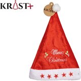 KRIST+ novogodišnja kapa sa zvezdicama crvena