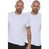Dewberry DOUBLE SET T8569 BIKE COLLAR MEN'S T-SHIRT-WHITE-WHITE
