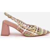 Boto Woven Block Heel Sandals Pink Ebina | Shoptok.si