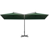  Dvostruki suncobran s čeličnom šipkom 600 x 300 cm zeleni | shoptok.hr