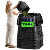 KADAX Modularni vrtni kompostnik, odporen proti zmrzali, celoletno močan, črne barve, 740 l, (5000358083) Cene