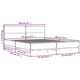  Posteljni okvir dimljeni hrast 135x190 cm inž. les in kovina | Shoptok.si