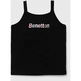 United Colors Of Benetton Otroški bombažen top črna barva
