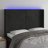 vidaXL LED posteljno vzglavje črno 147x16x118/128 cm žamet | Shoptok.si