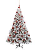  Umjetno božićno drvce s kuglicama 120 cm 150 LED lampica - Zelena i bijela 120 cm s LED-ima i crvenim lopticama | shoptok.hr
