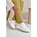 Boto Low Women's Sneakers On Platform Made Of Eco Leather White-Green Nevelena | Shoptok.si