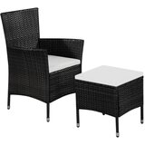 The Living Store Zunanji stol in stolček z blazinami poli ratan črne barve - Jedilni Stol S Stolčkom, (21482388) | Shoptok.si