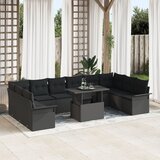 vidaXL set od 11 dijelova vrtne sofe s jastučićima crni poli ratan | shoptok.hr