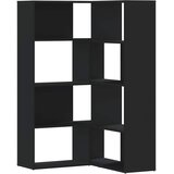  Kutni regal za knjige s 4 razine crni 85 x 85 x 140 cm drveni | shoptok.hr