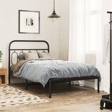 Maison Chic Kovinski Posteljni okvir - Enojna postelja - Postelja za odrasle z vzglavjem črn 100x190 cm, (21694148) | Shoptok.si