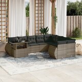 vidaXL 10-dijelni set vrtnih sofa od poliratana s jastucima sivi | shoptok.hr