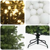  Umjetno božićno drvce s kuglicom 150 cm 150 LED lampica - 150 cm s LED žaruljama i bijelim kuglicama | shoptok.hr
