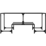 vidaXL Stolić za kavu s crnom staklenom površinom 98,5x50x45 cm čelik | shoptok.hr
