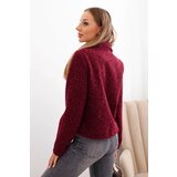Kesi Włoski Women's jacket with fluffy wool structure and decorative buttons plum | Shoptok.si